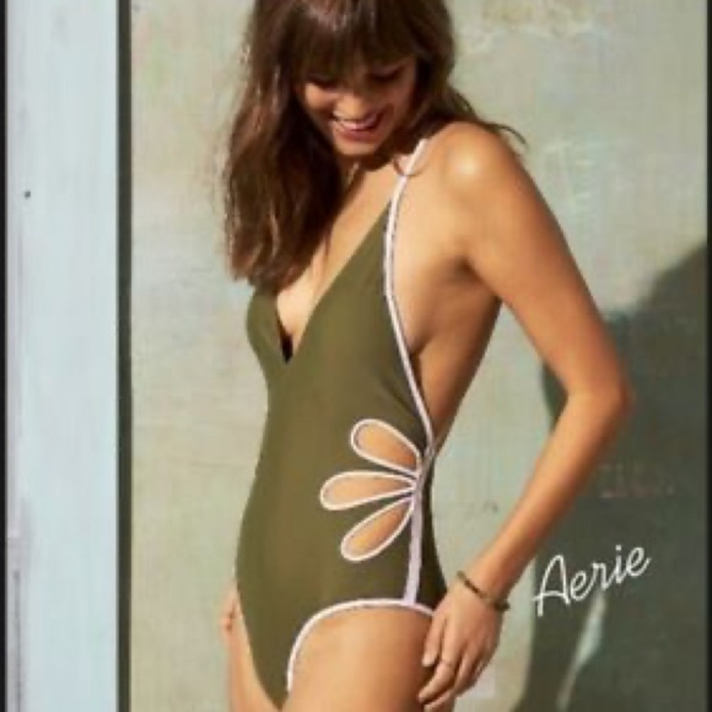 Aerie green cutout one piece